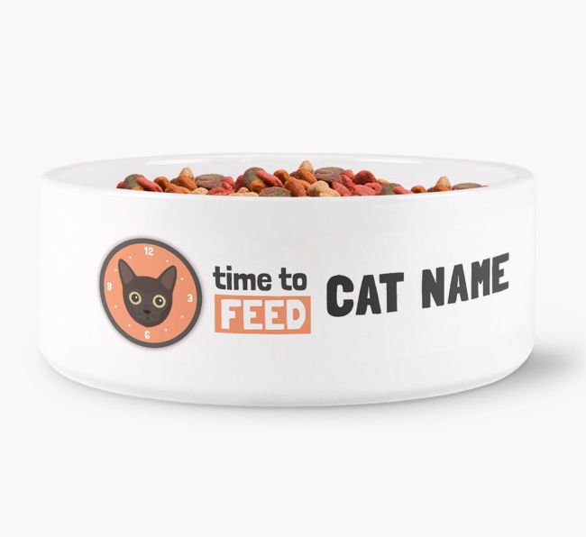 'Time to Feed {dogsName}' - Personalised Cat Bowl for your {breedFullName}